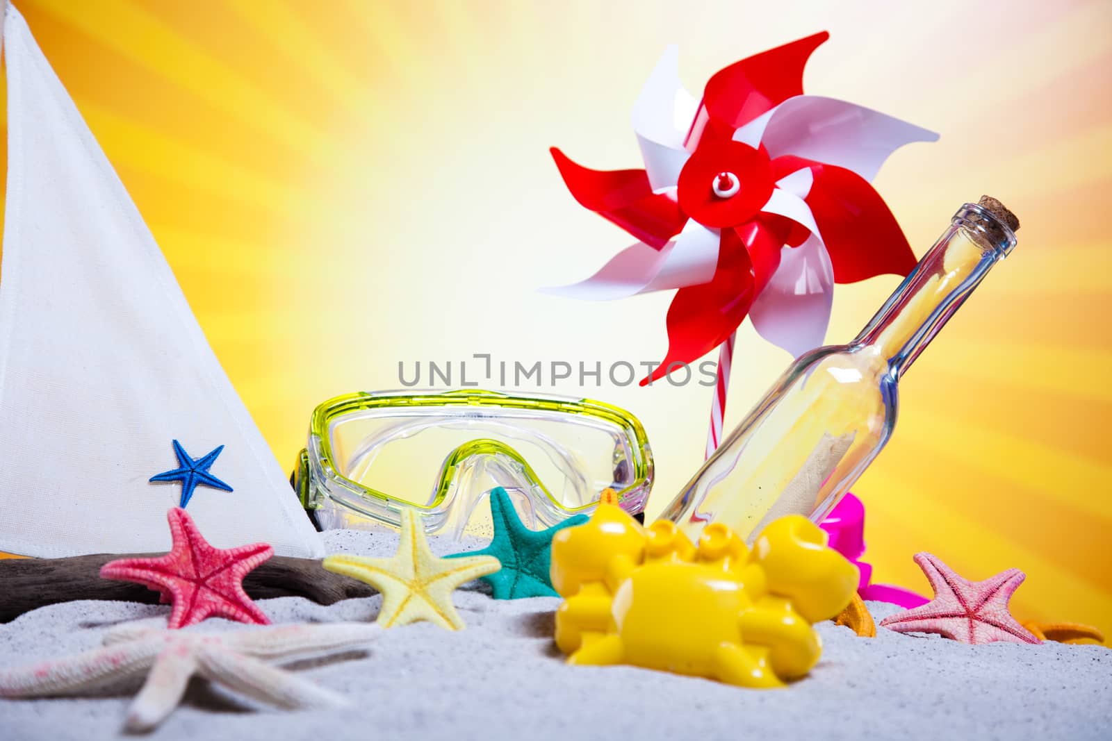 Beach background, vivid colorful atmosphere