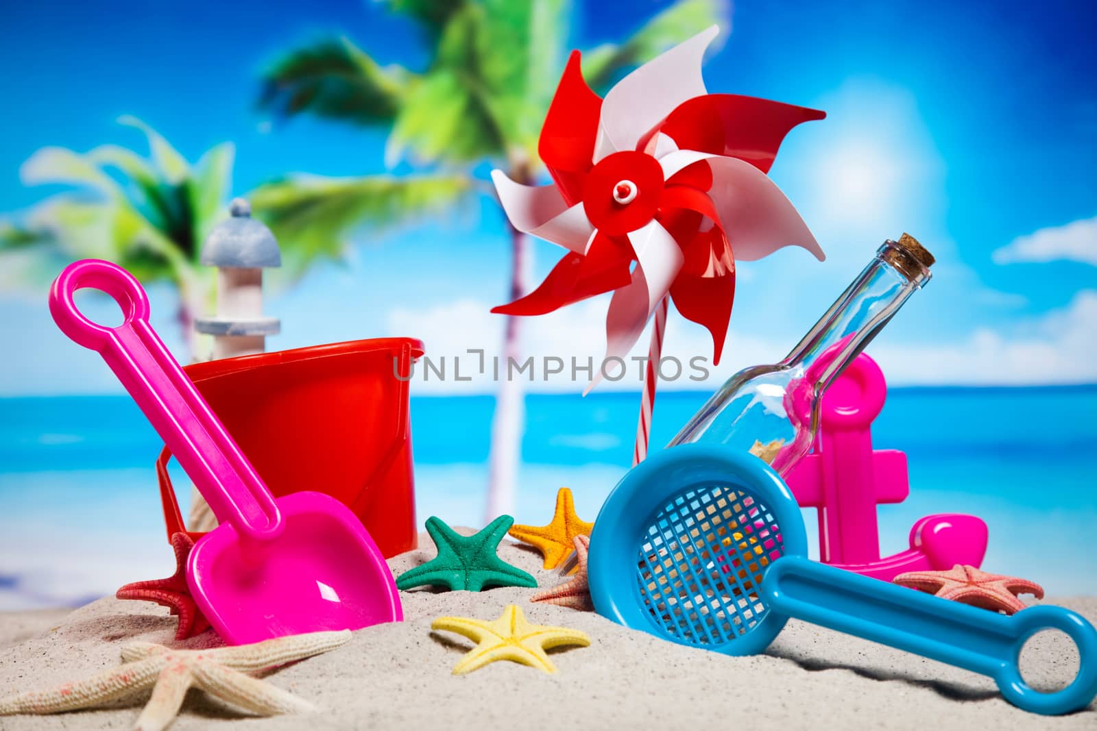 Holiday, summer, beach Background, vivid colorful atmosphere