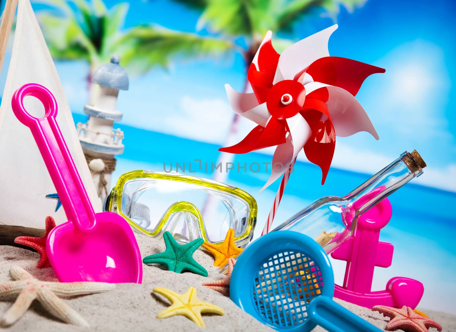 Beach background, vivid colorful atmosphere