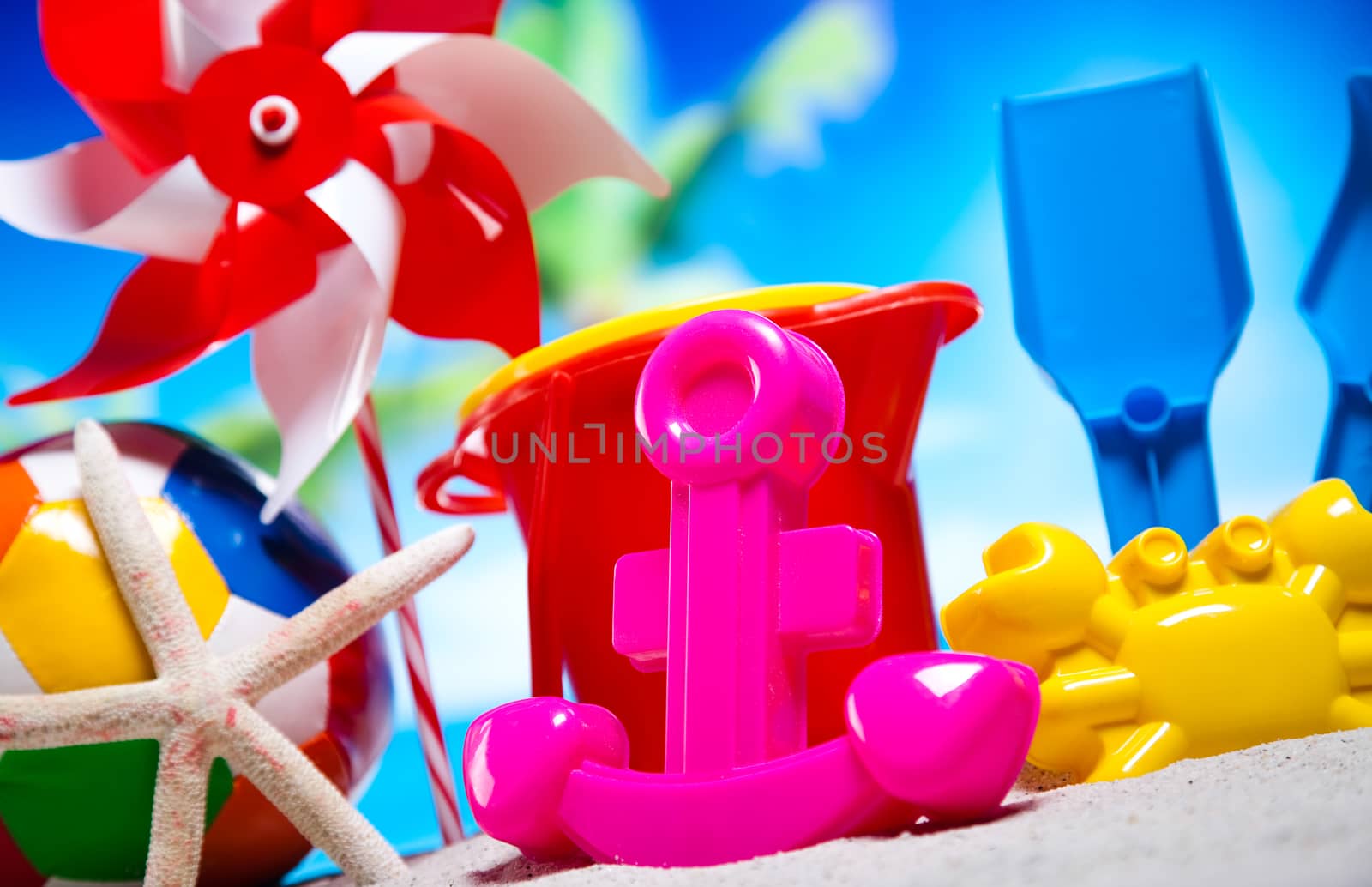 Beach background, vivid colorful atmosphere