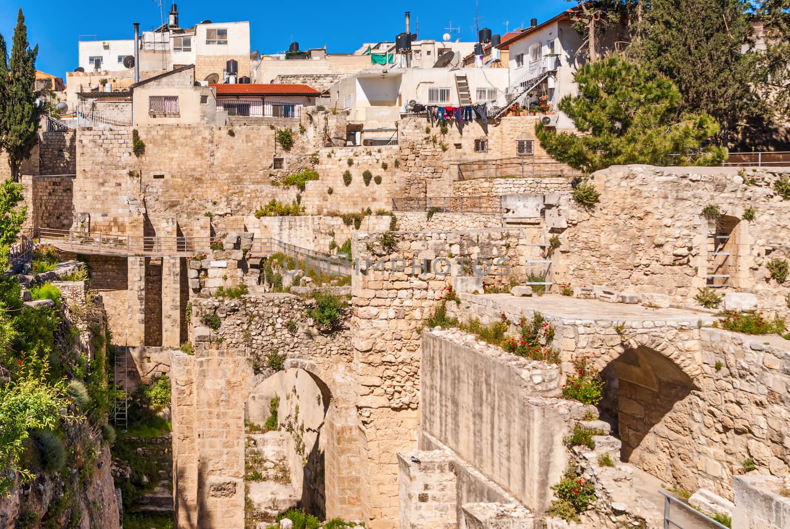 Ancient Pool of Bethesda ruins. Old City of Jerusalem, Israel.