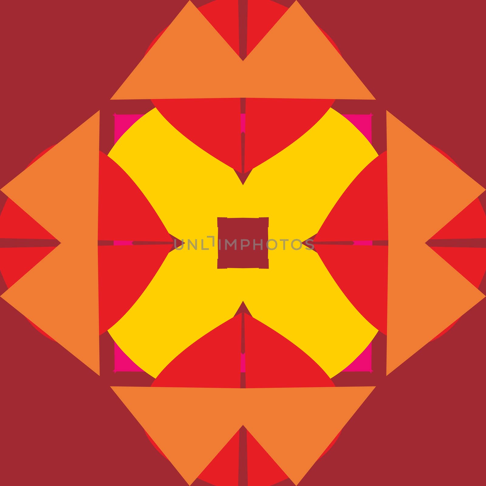 Symmetrical yellow and orange tile shape pattern