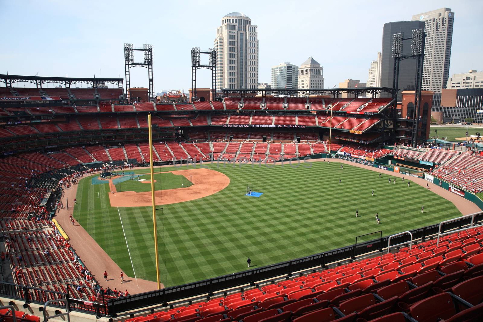 Fans gather for a St. Louis Cardinals baseball game at Busch Stadium.