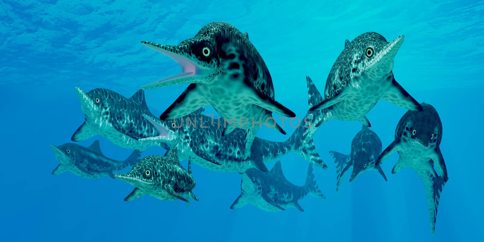 Ichthyosaur Hunting Group by Catmando