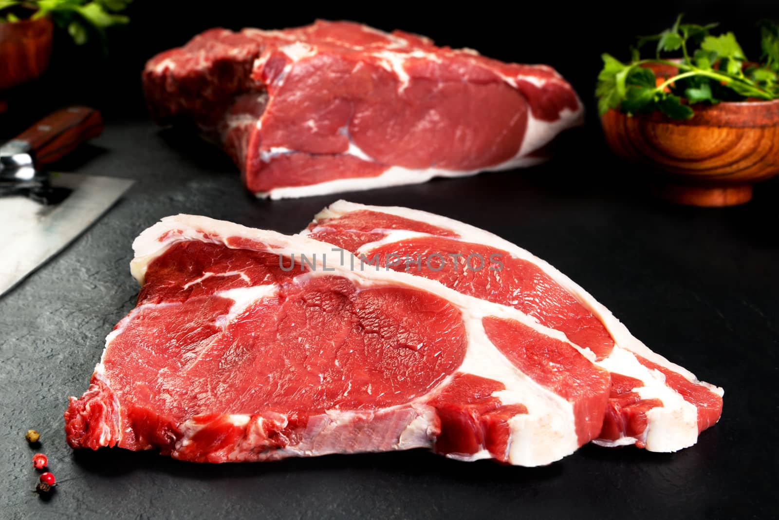 Grilled meat and barbecue, steaks uncooked meat. BBQ