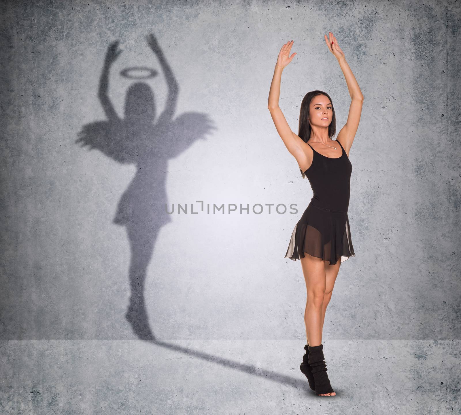 Ballet dancer with shadow showing angel side  by cherezoff