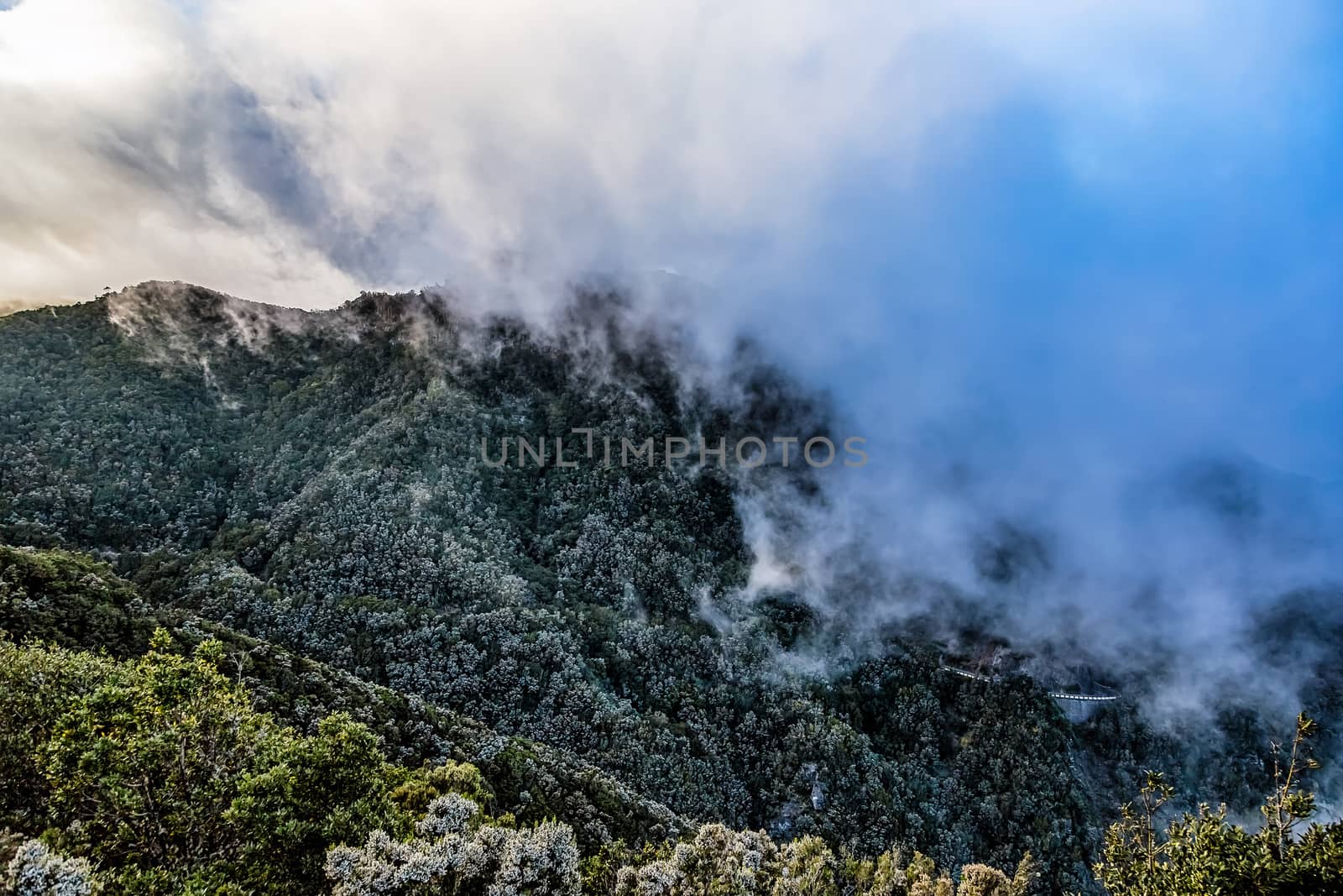 Landscape with mountain and clouds over peak in Tenerife Canary island, Spain