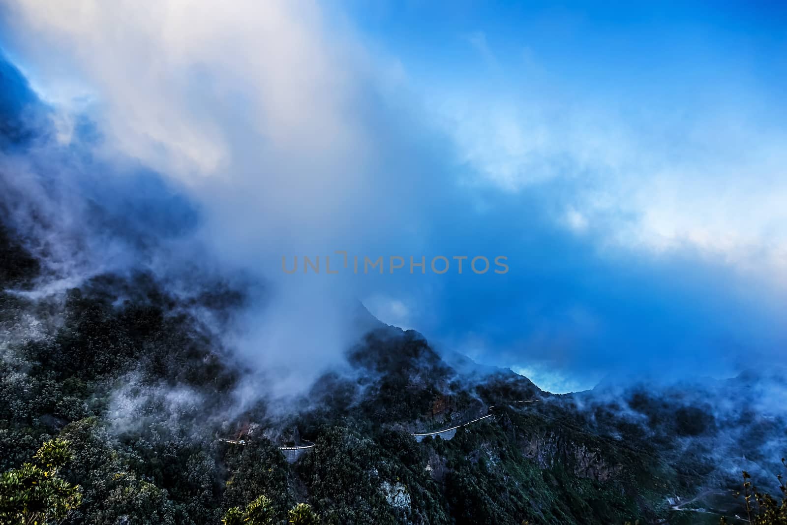 Clouds and mountains landscape in Tenerife island, Spain