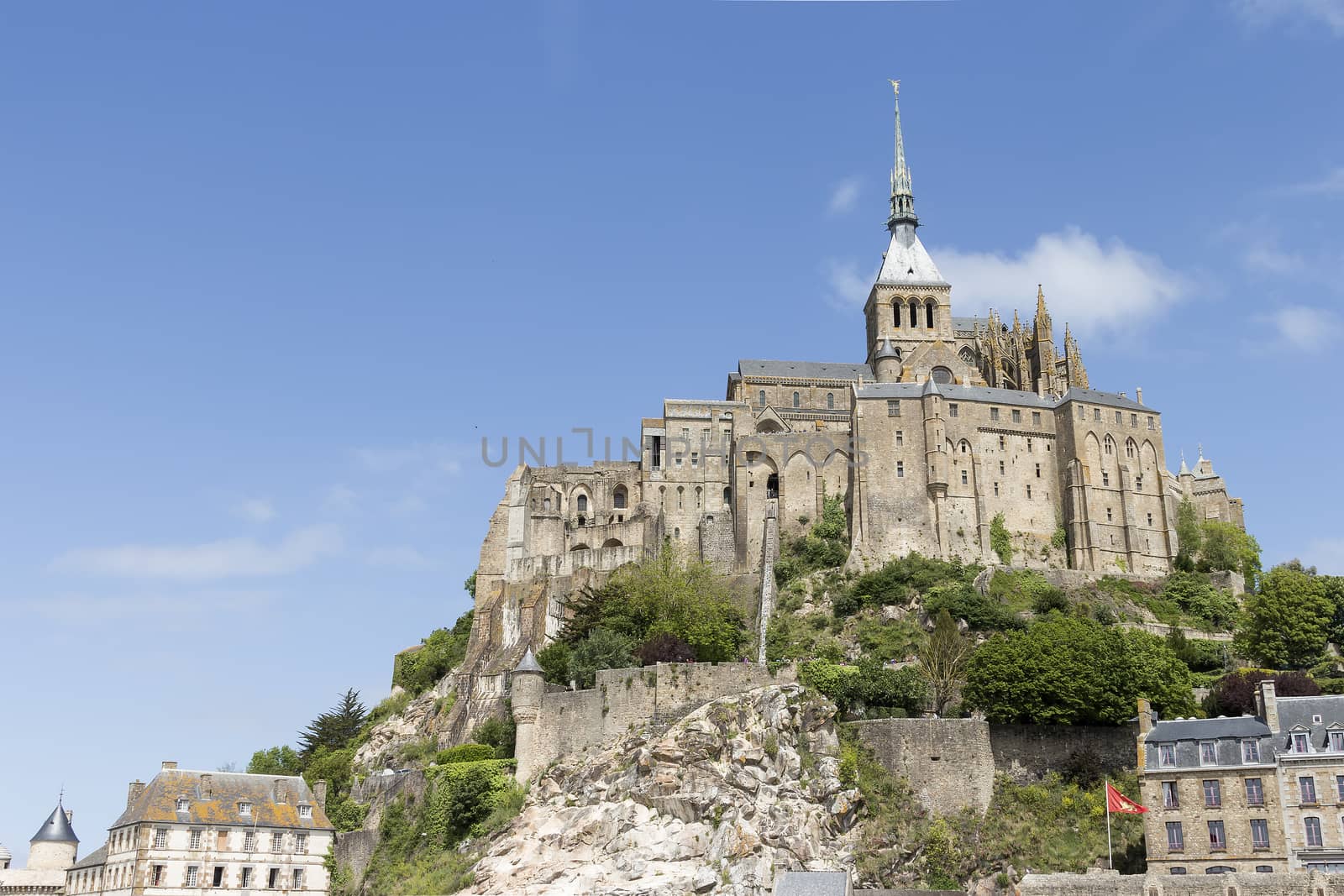 A low angle photo on Mont St Michel in Normandy France