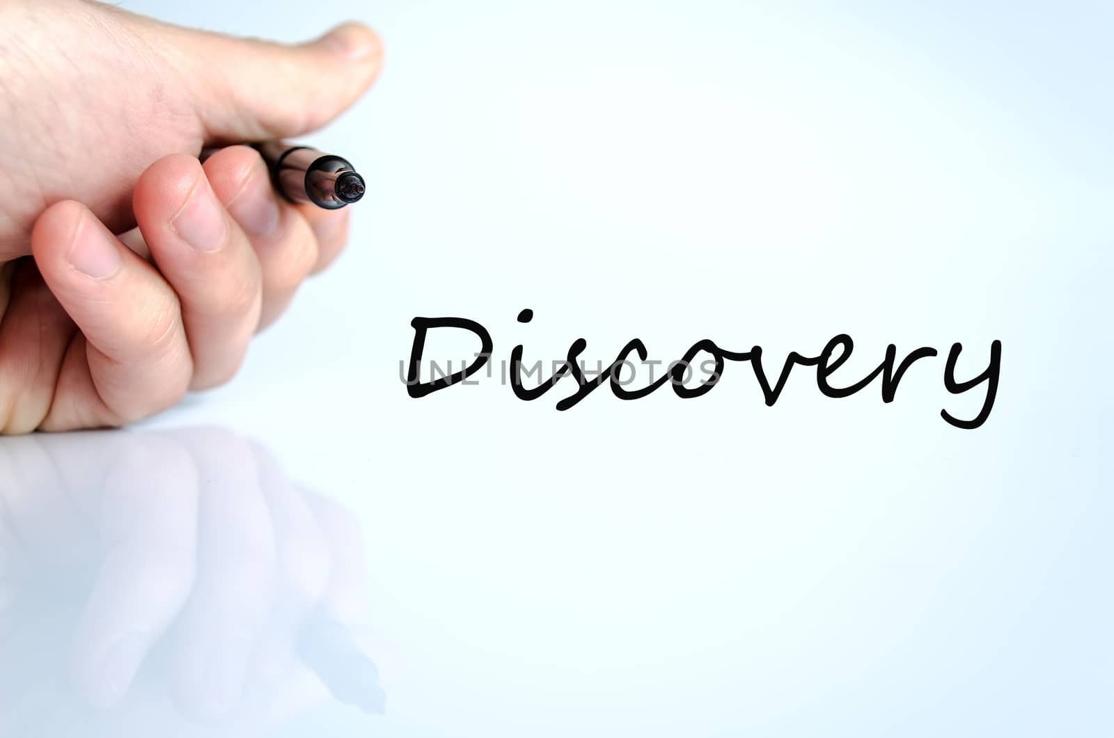 Pen in the hand isolated over white background Discovery Concept