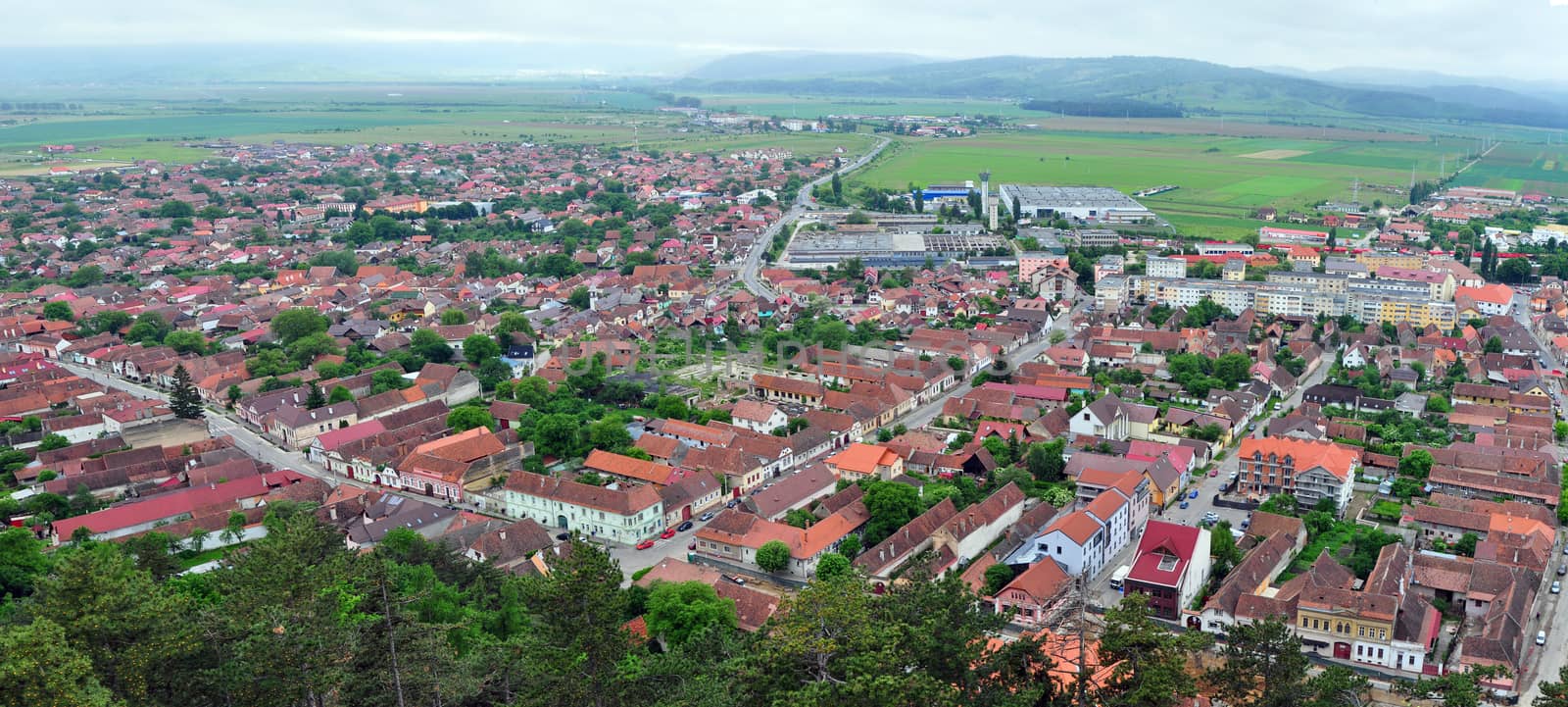 rasnov city romania country bird view panorama 
