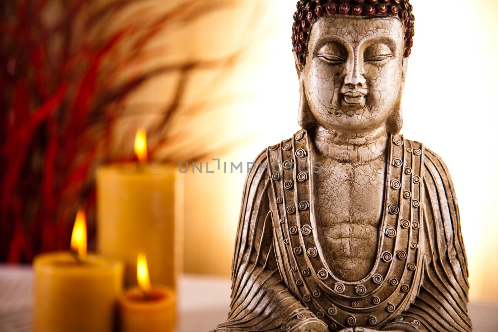Buddha statue, vivid colors, natural tone