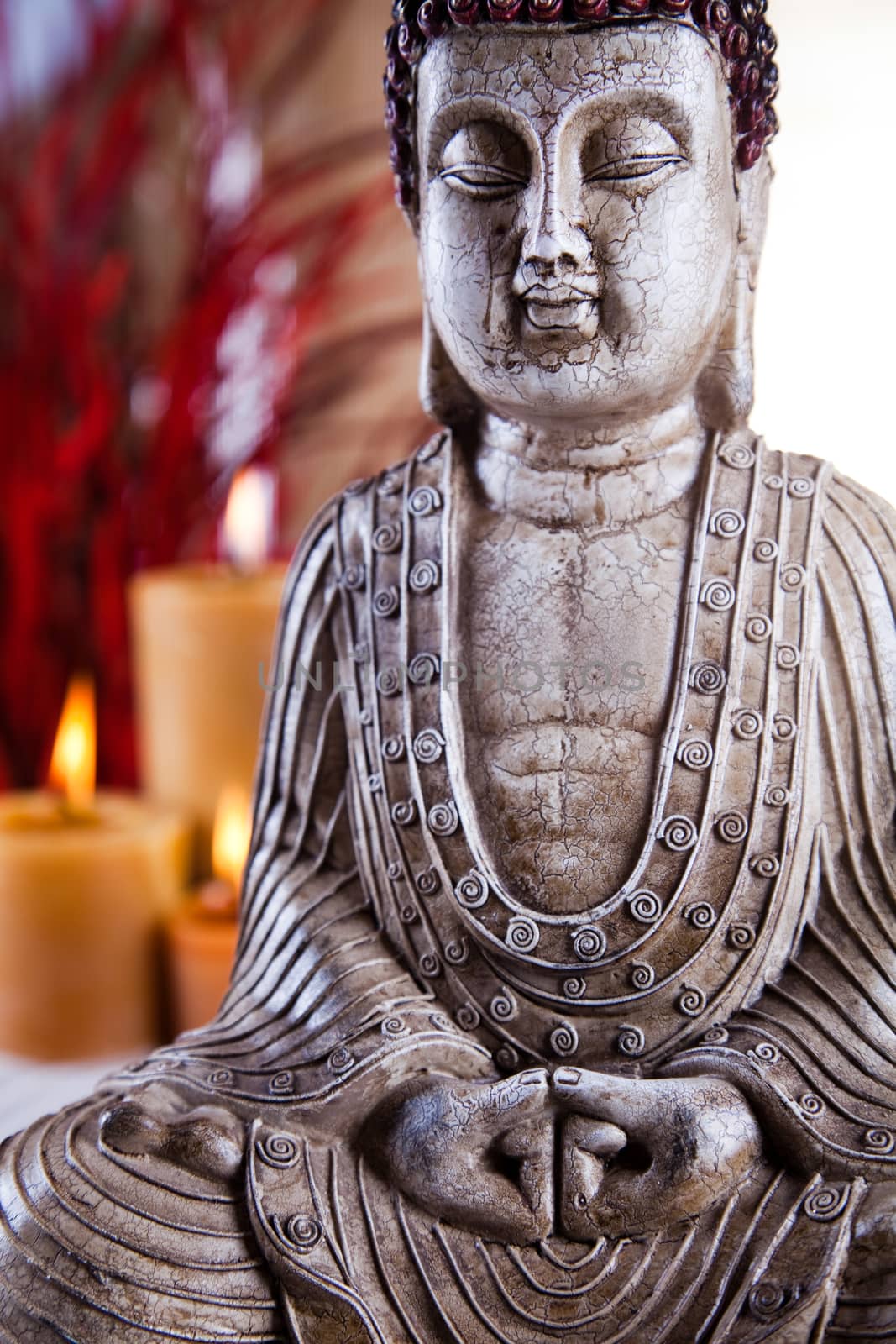 Buddha statue, vivid colors, natural tone