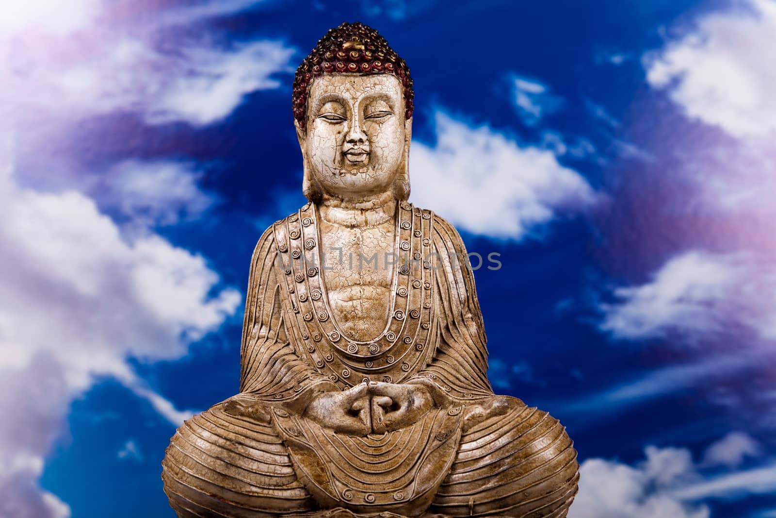 Buddha background, vivid colors, natural tone