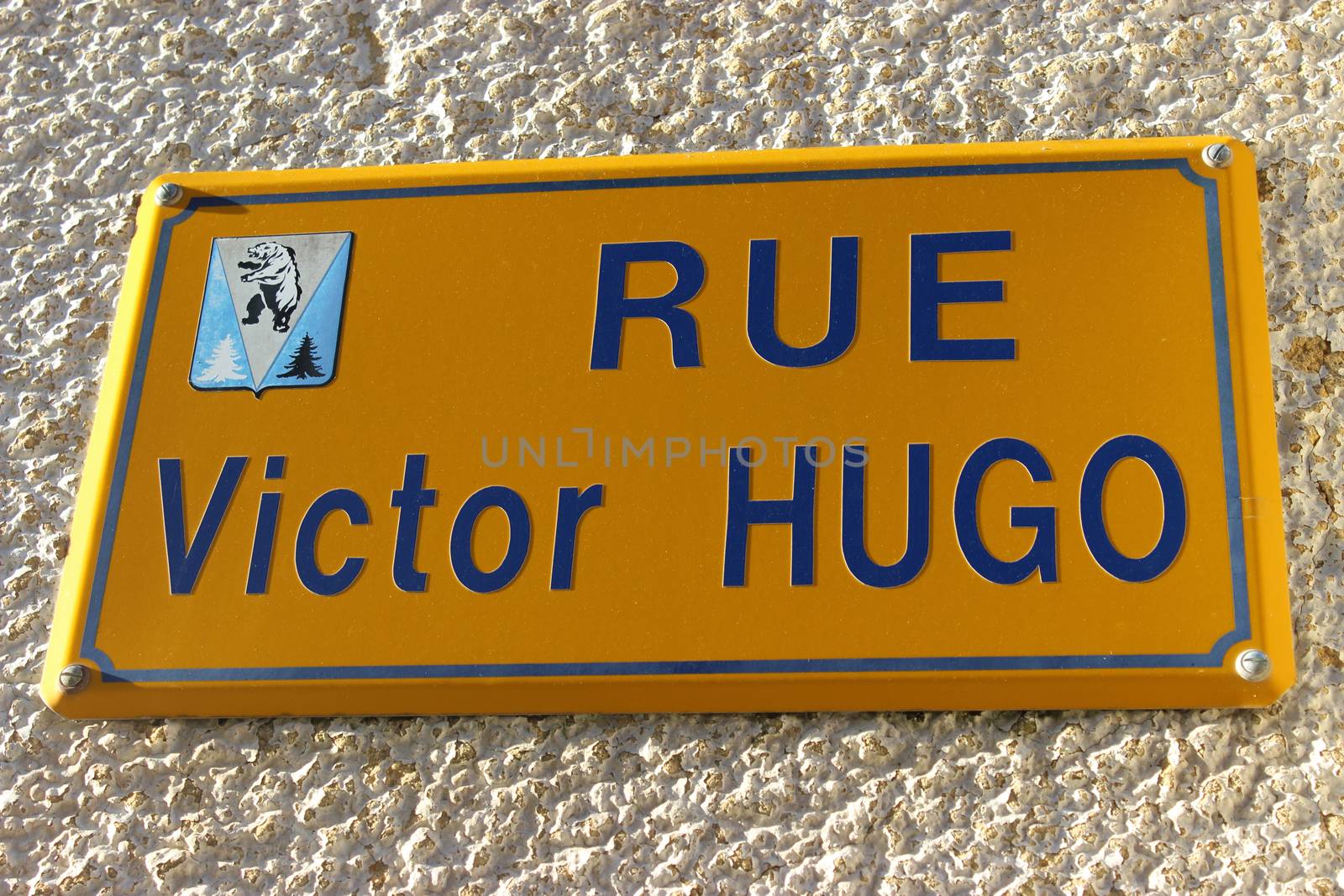 Rue Victor Hugo. Famous Street Sign in Villard-de-Lans, France