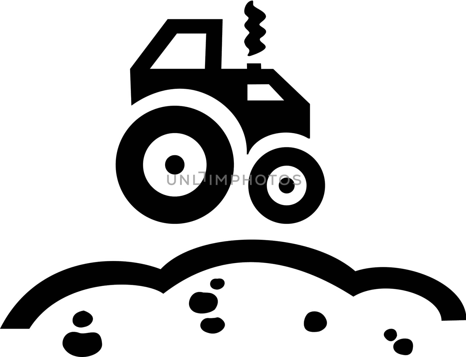 Symbol of tractor running on the ground.