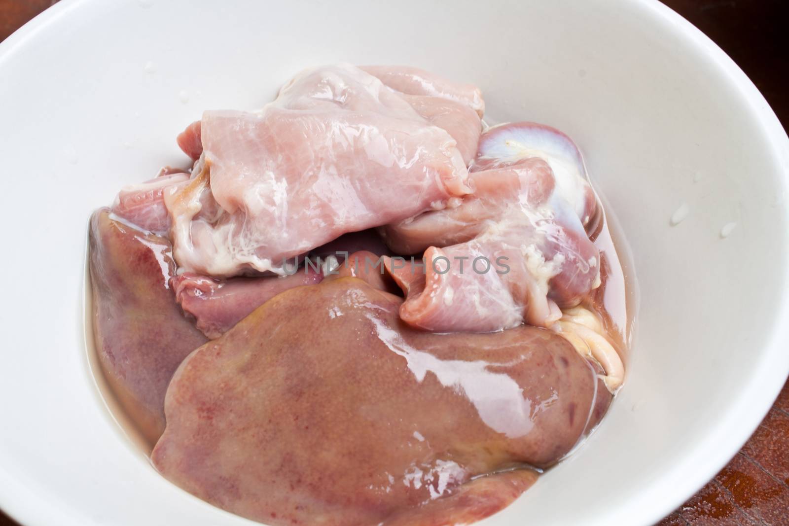 Chicken Hearts, Livers and Gizzards Stock Photo