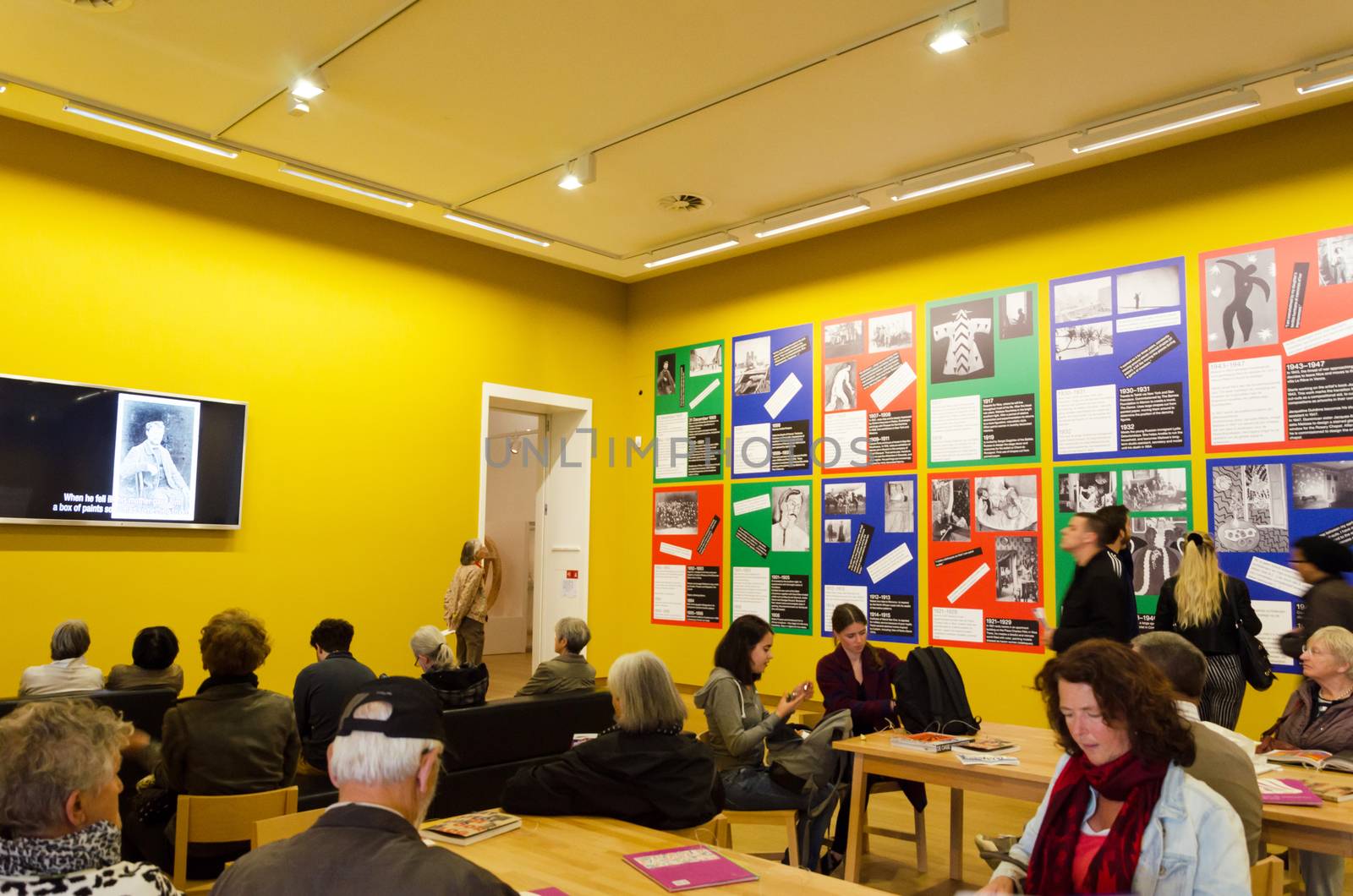 Amsterdam, Netherlands - May 6, 2015: Dutch People visit Stedelijk Museum in Amsterdam located in the museum park, Netherlands on May 6, 2015.