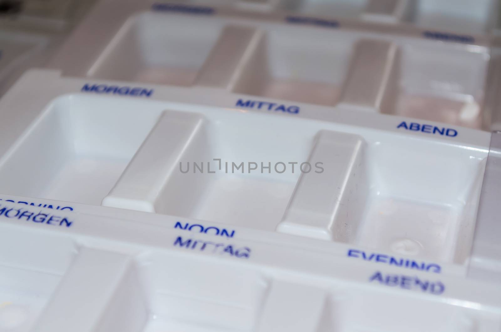 Medications box, for the sorting of pills and tablets.