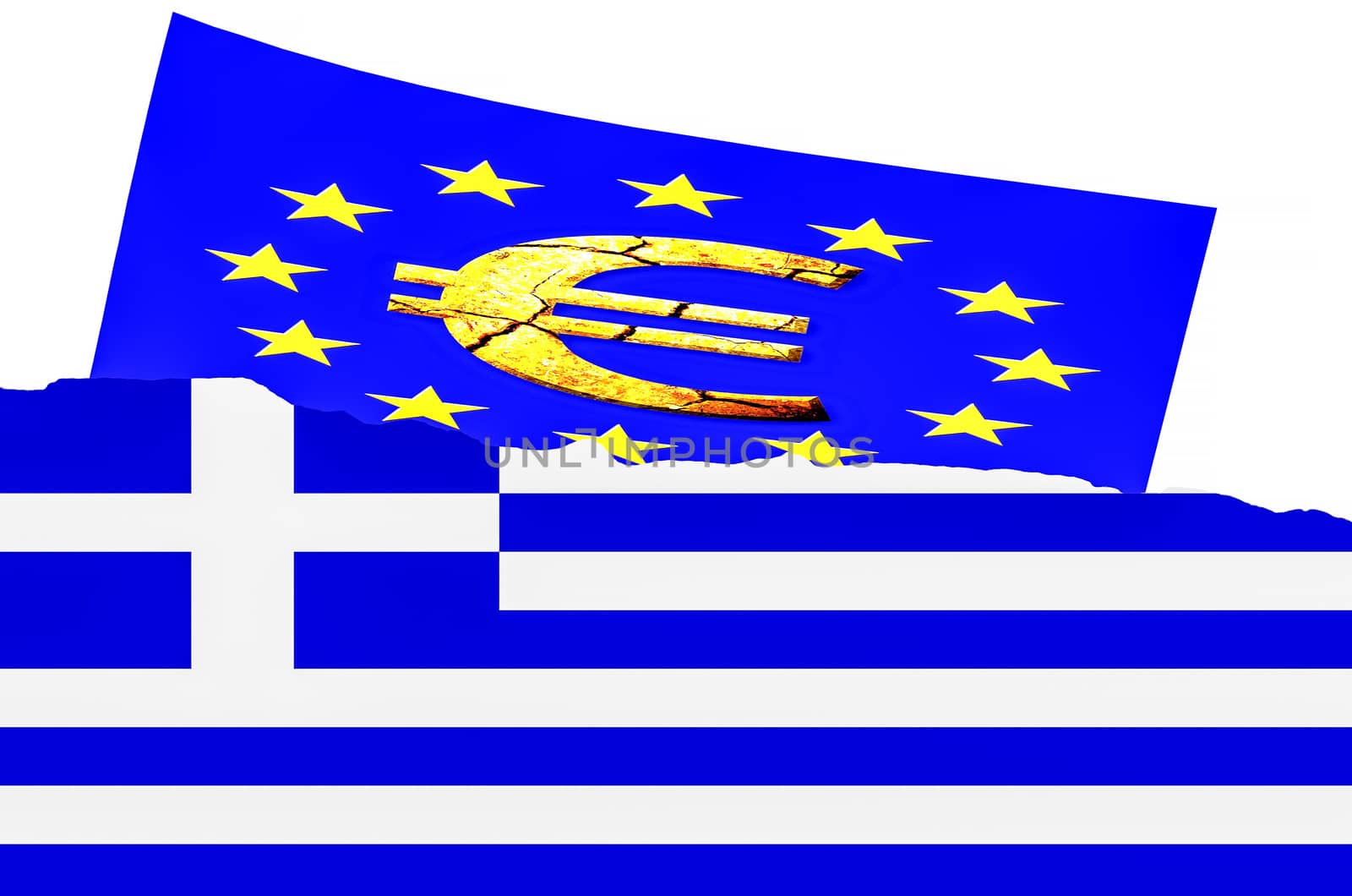 Illustration The Greek flag, Euro Symbol by JFsPic
