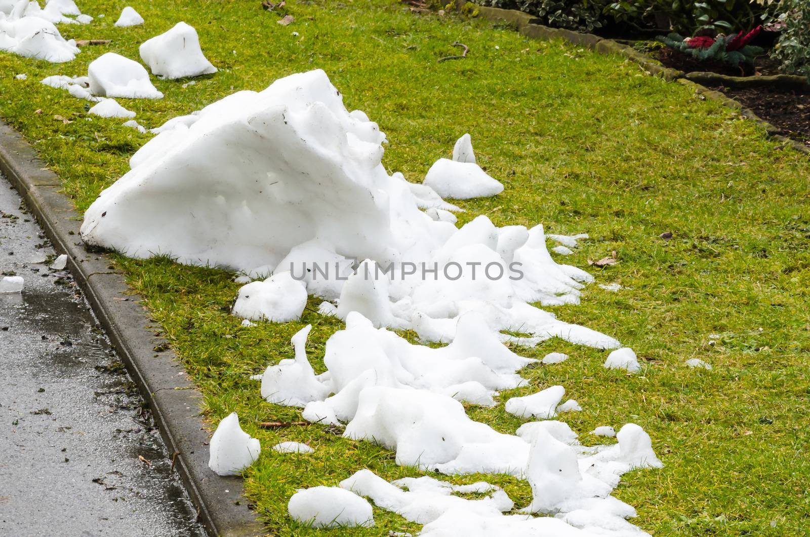 Piles of snow, the last snow of the season.