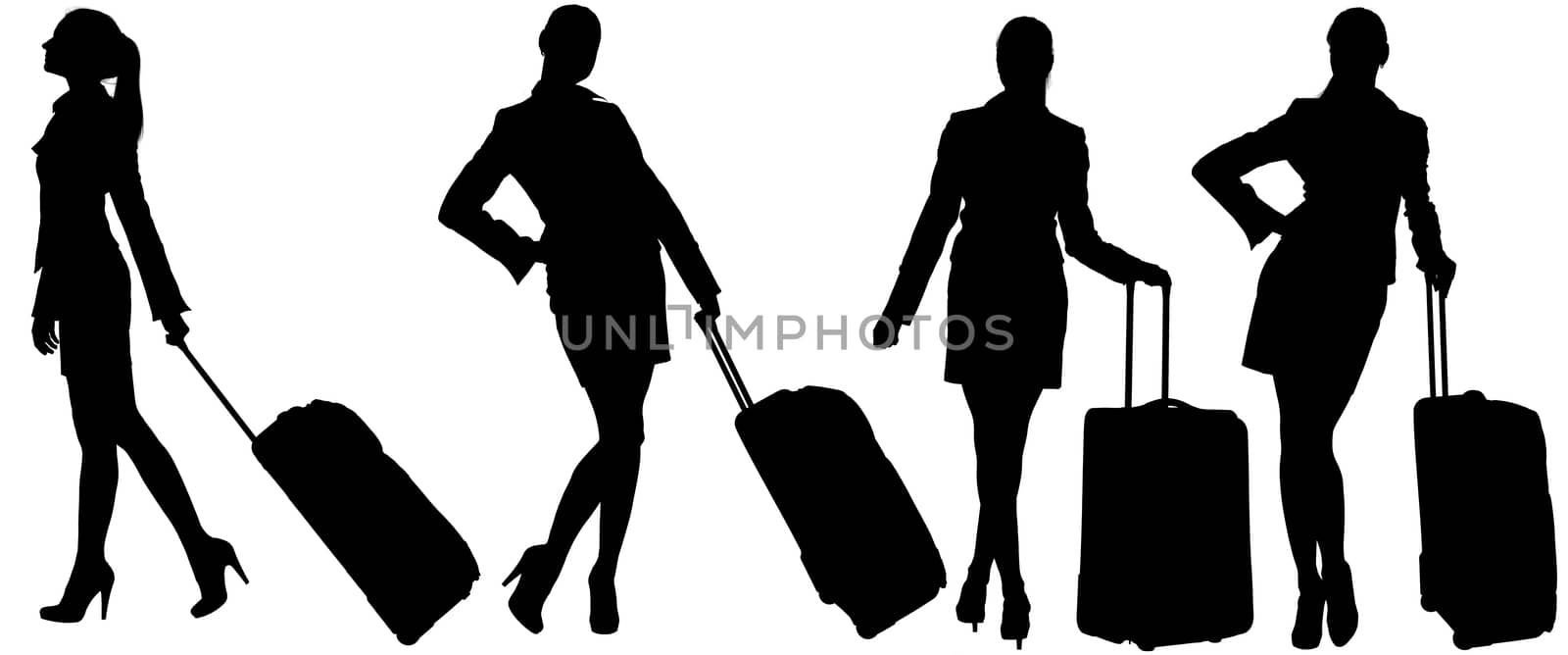 Silhouettes of womans with bags by cherezoff