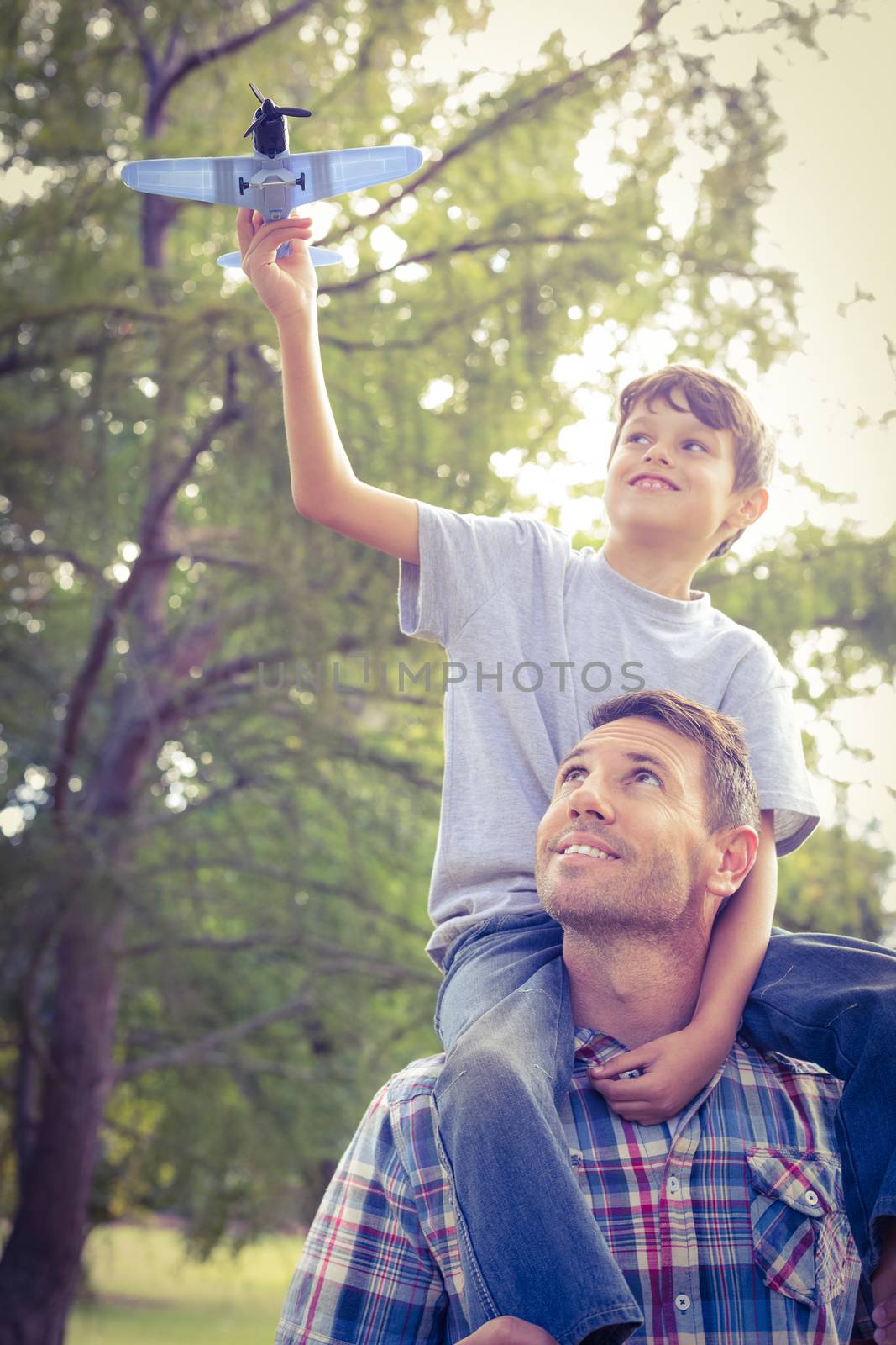 Father and son having fun in the park by Wavebreakmedia