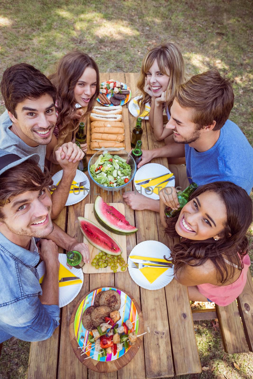 Happy friends in the park having picnic by Wavebreakmedia