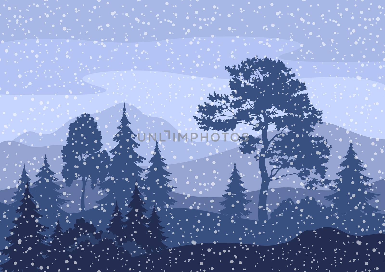 Christmas Winter Mountain Landscape by alexcoolok