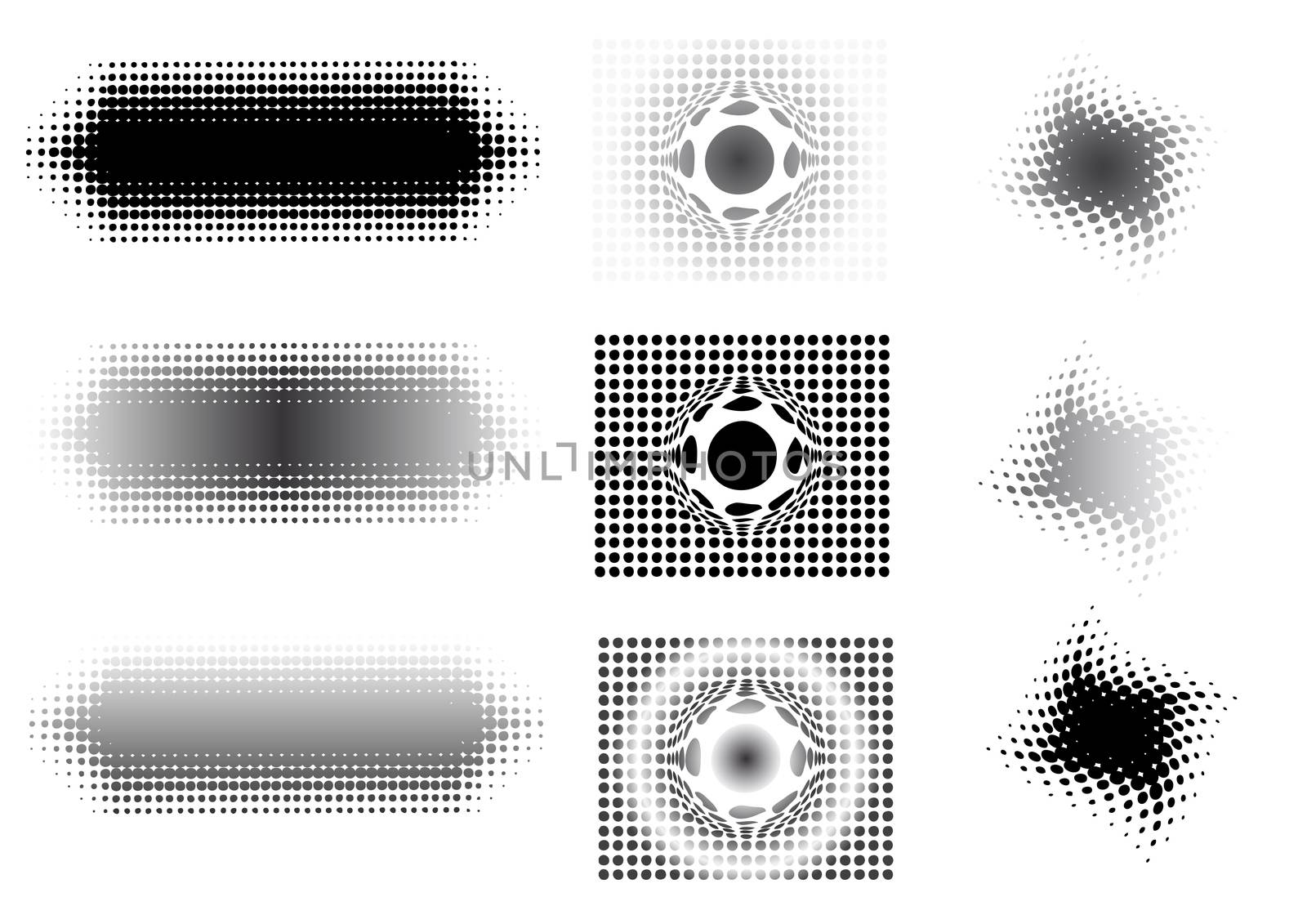 9 Circular graphic fade elements - Transparent vector can be overlaid on other backgrounds or graphic elements