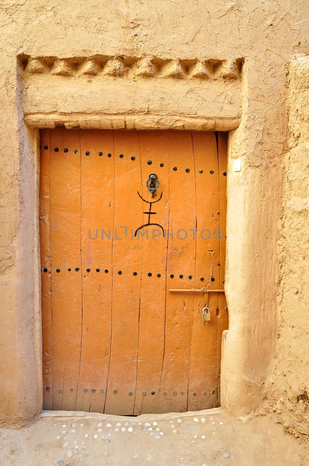 Old brown wooden door in Morocco