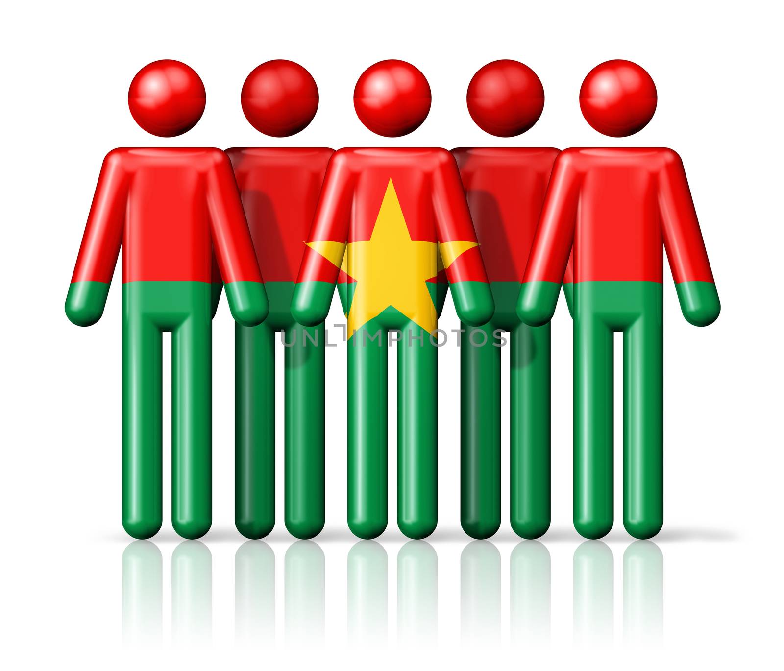 Flag of Burkina Faso on stick figure by daboost