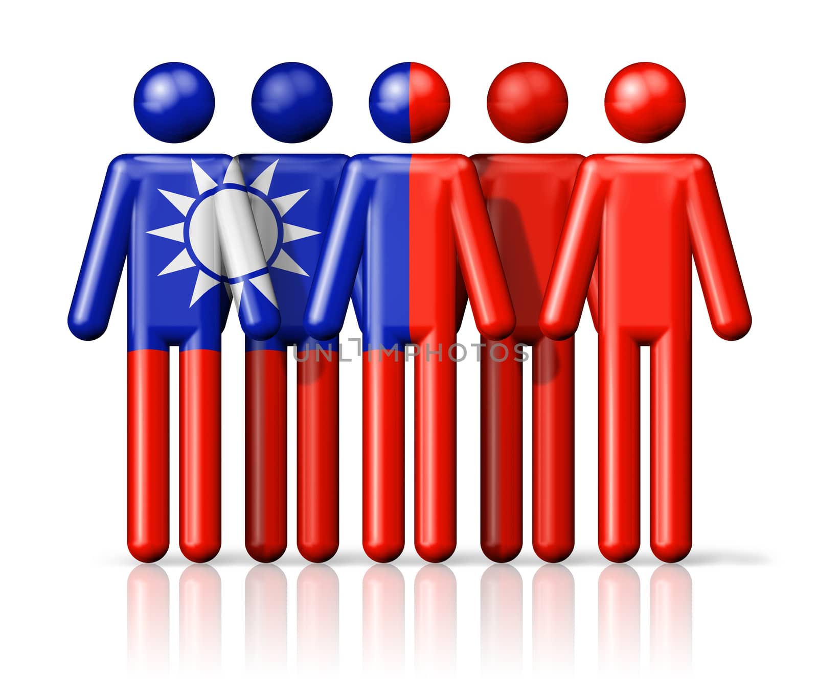 Flag of Taiwan on stick figure - national and social community symbol 3D icon