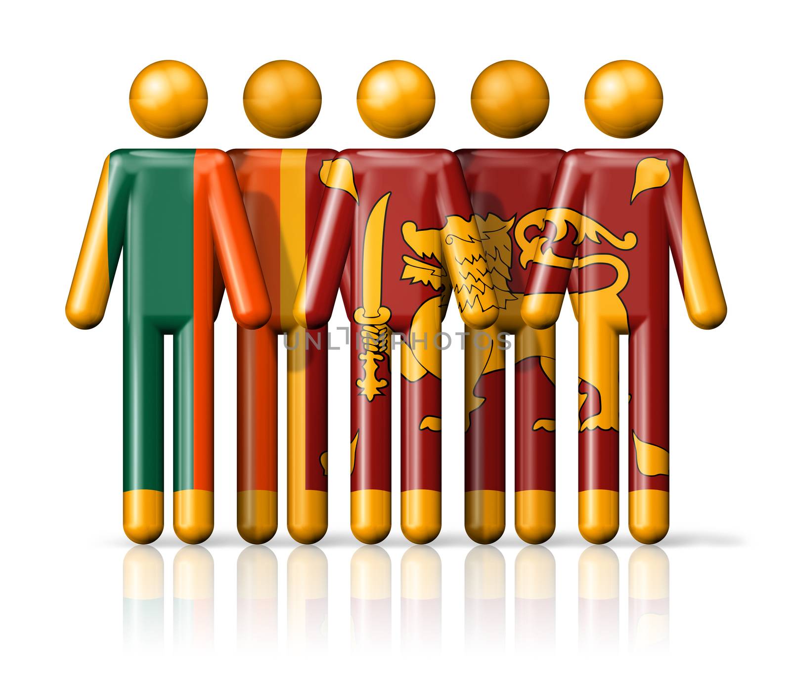 Flag of Sri Lanka on stick figure - national and social community symbol 3D icon