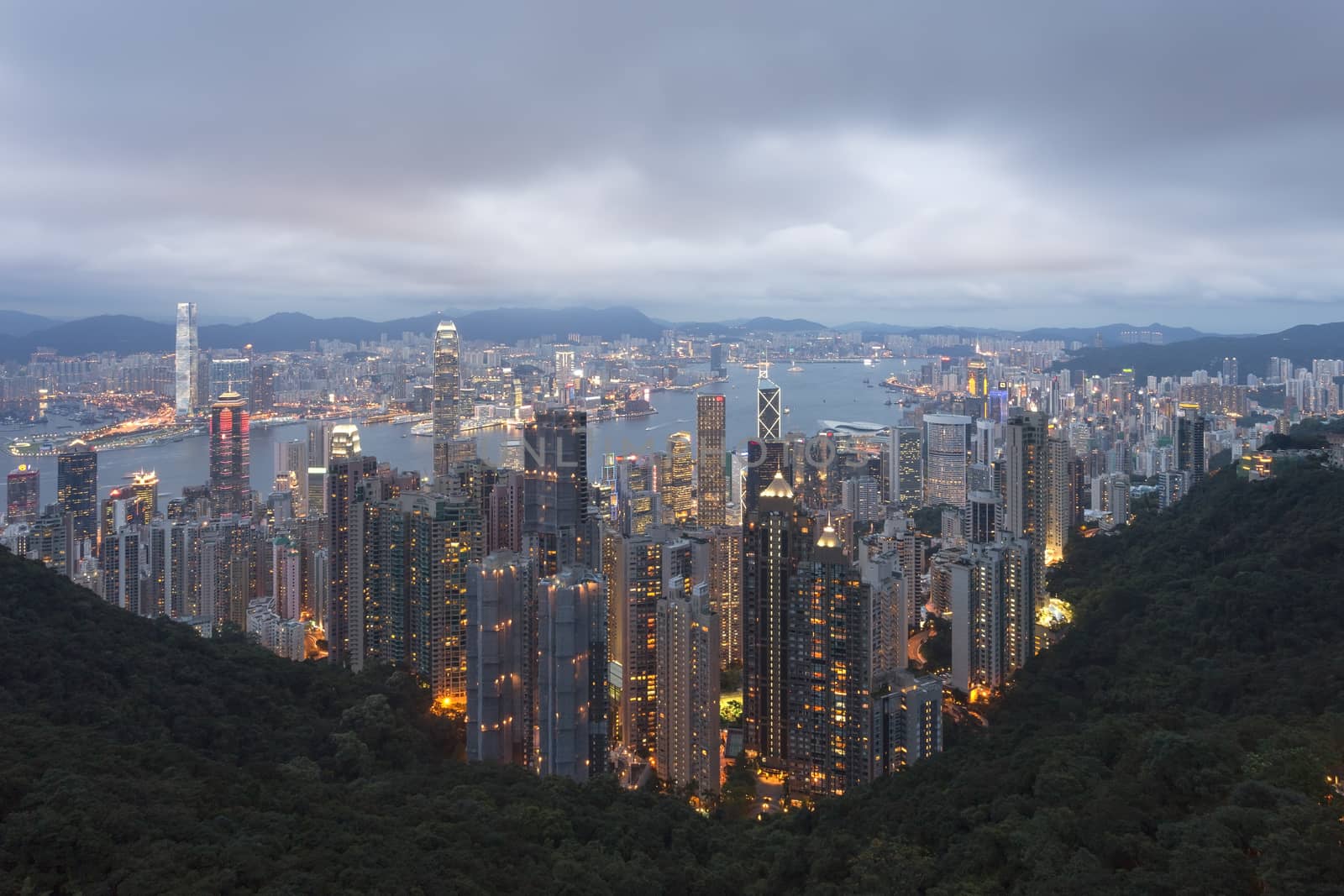 Hong Kong city, This  photo was shot from Victoria Peak in the evening after sunset.