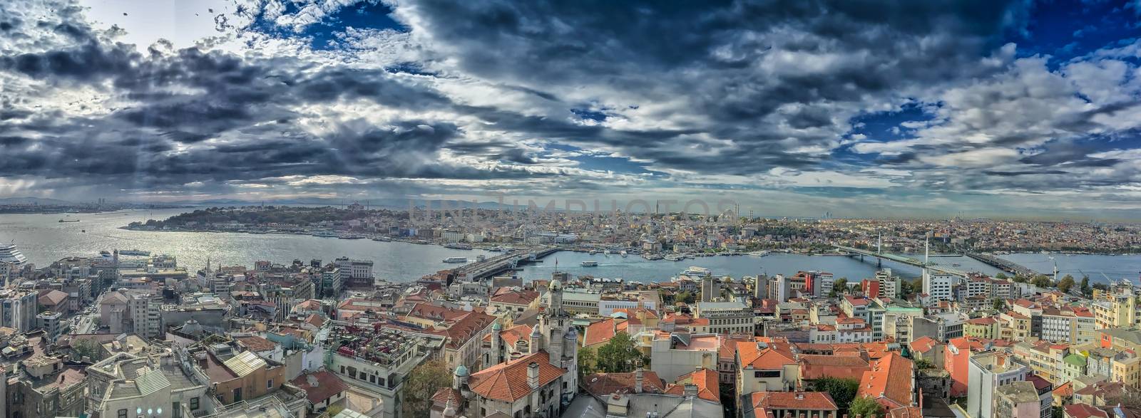 Istanbul Panoramic view on a beautiful day.