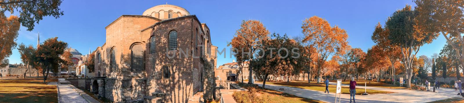 ISTANBUL - SEPTEMBER 21, 2014: Tourists visit Gulhane Park. More than 10 million people visit Istanbul every year.