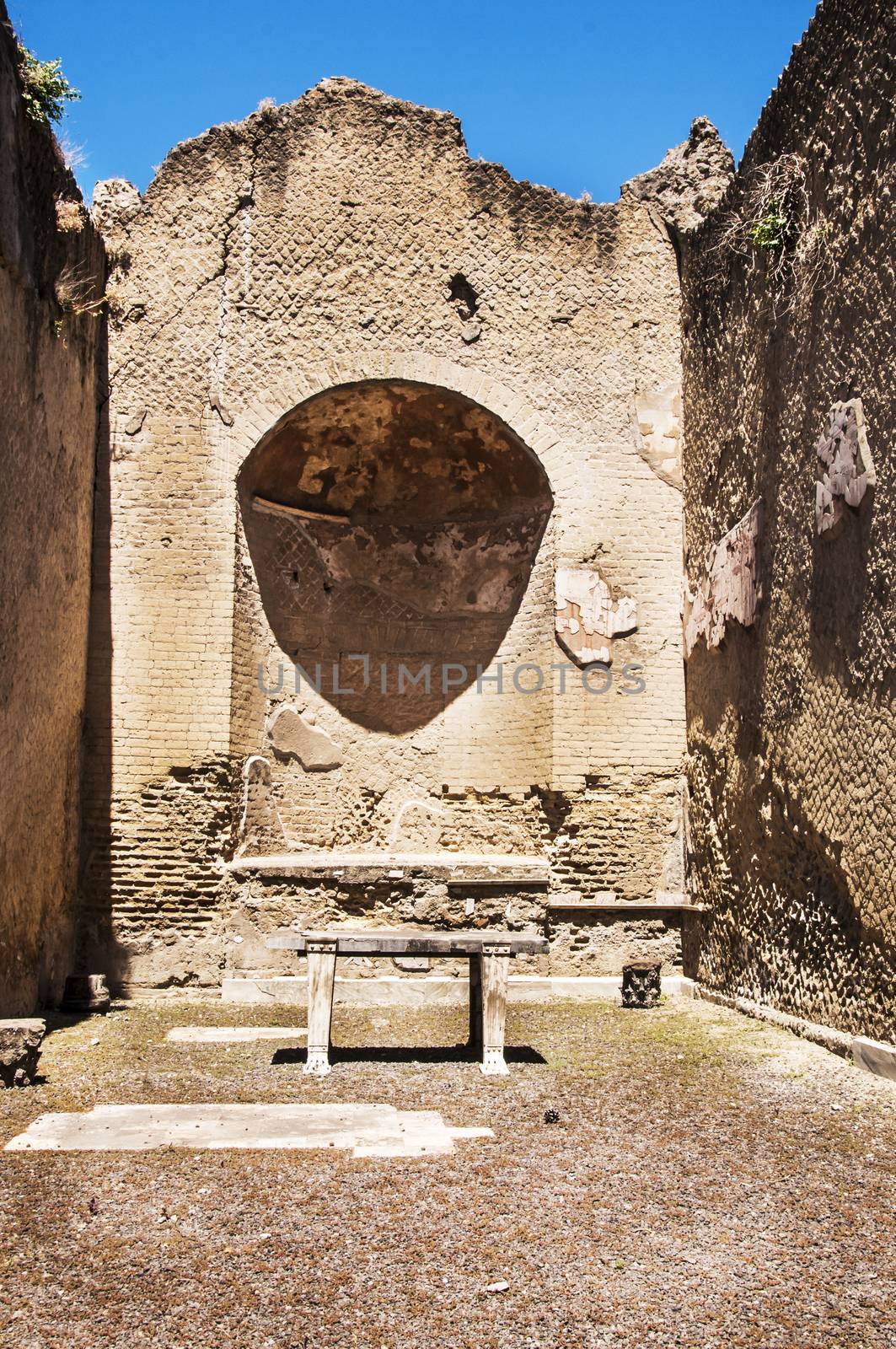 view of the Herculaneum excavation, Naples, Italy