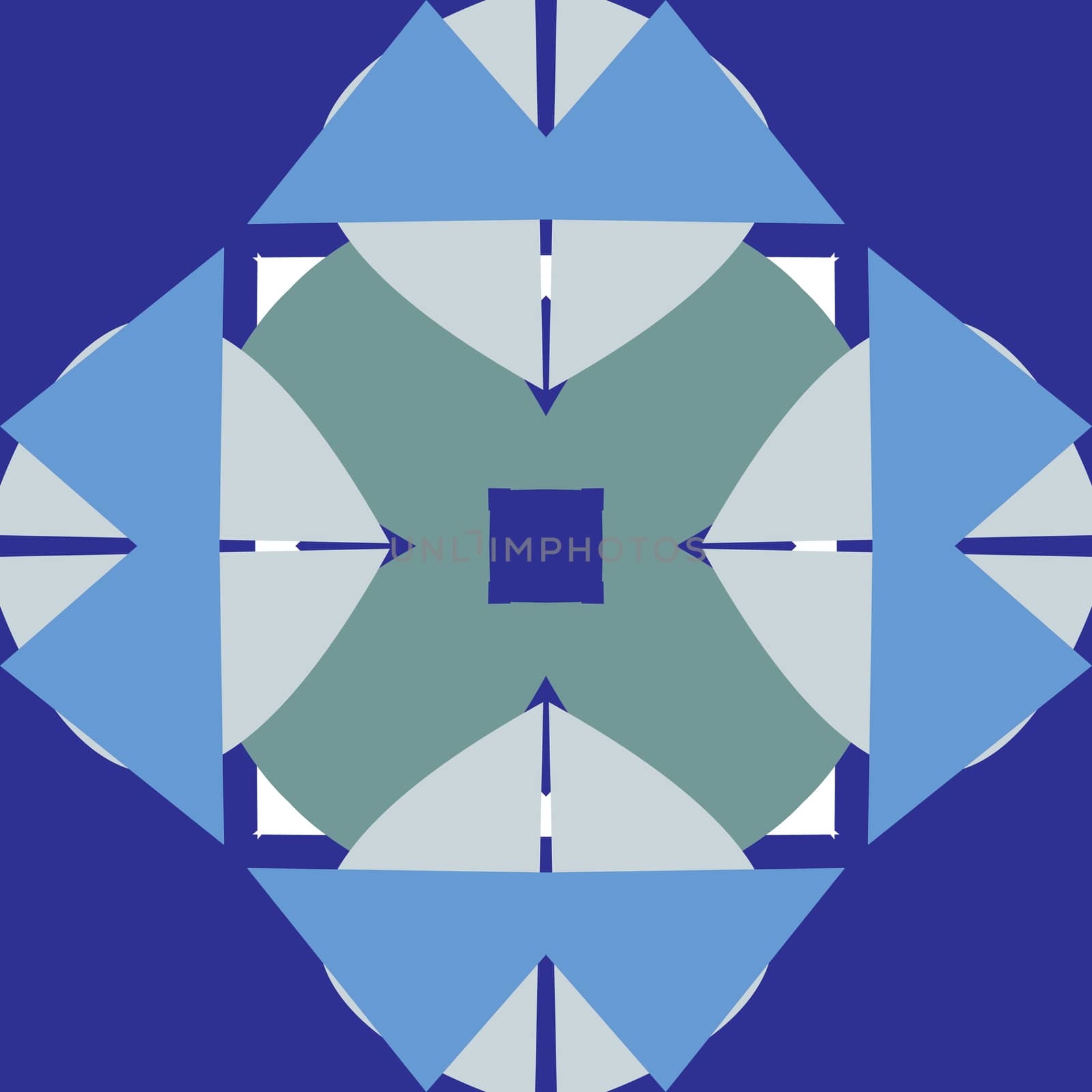 Symmetrical blue and gray tile shape background