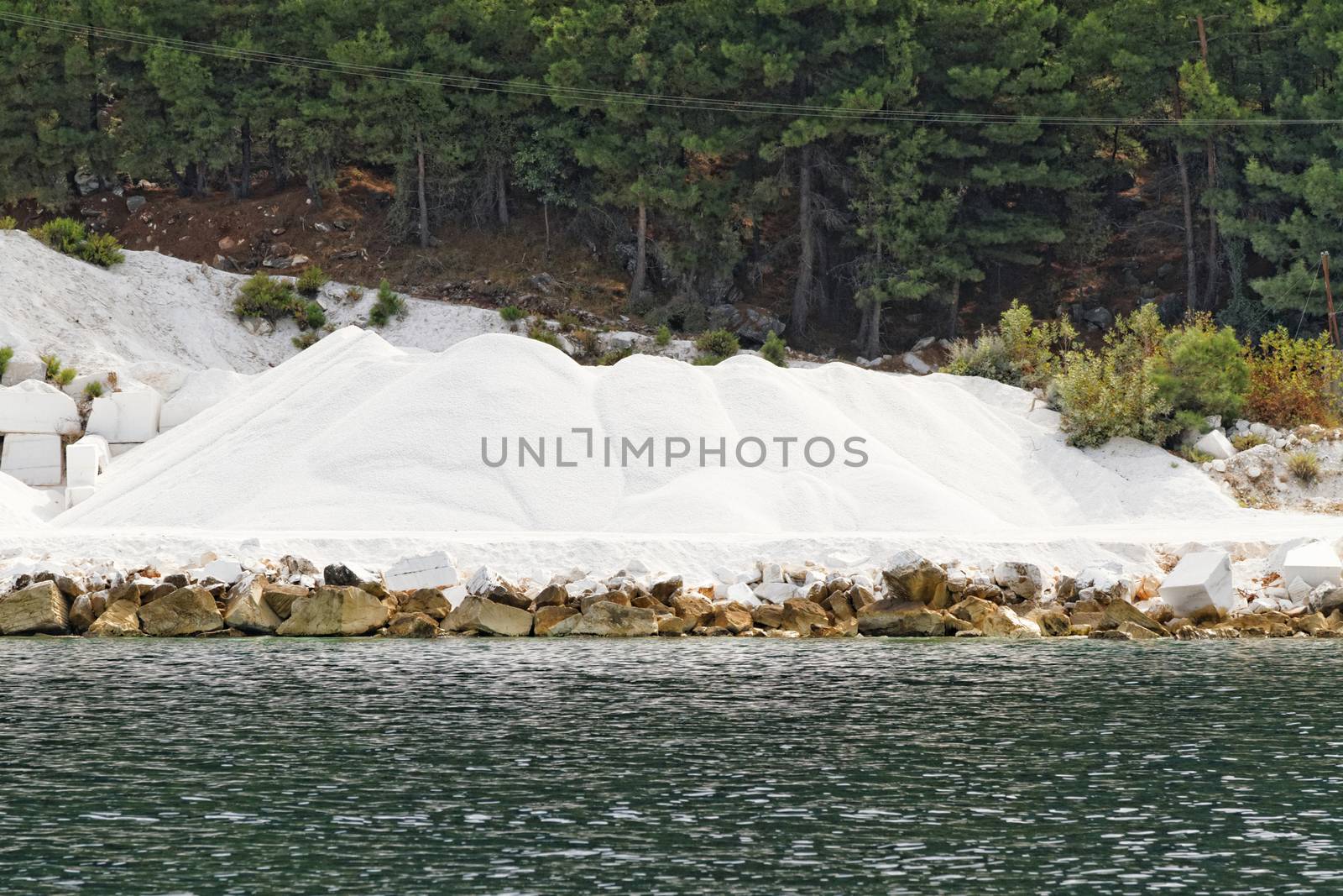 Photo of the white marble quarry in Thassos