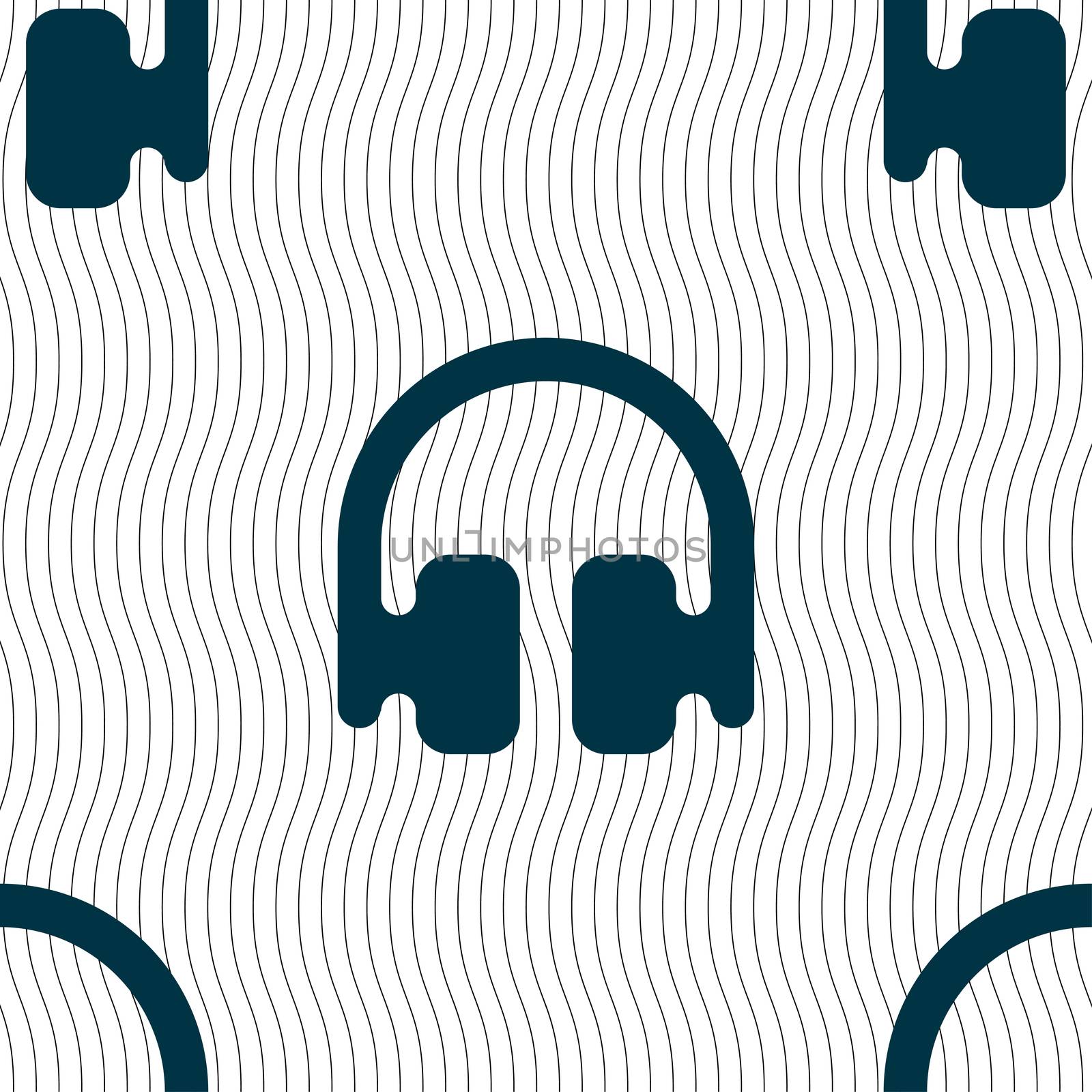 Headphones, Earphones icon sign. Seamless pattern with geometric texture. Vector by serhii_lohvyniuk