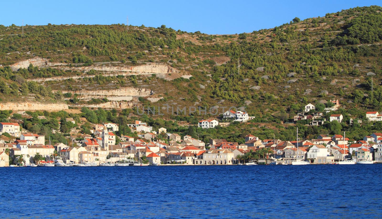 Beautiful landscape of the beautiful turquoise sea in Croatia Vis Island