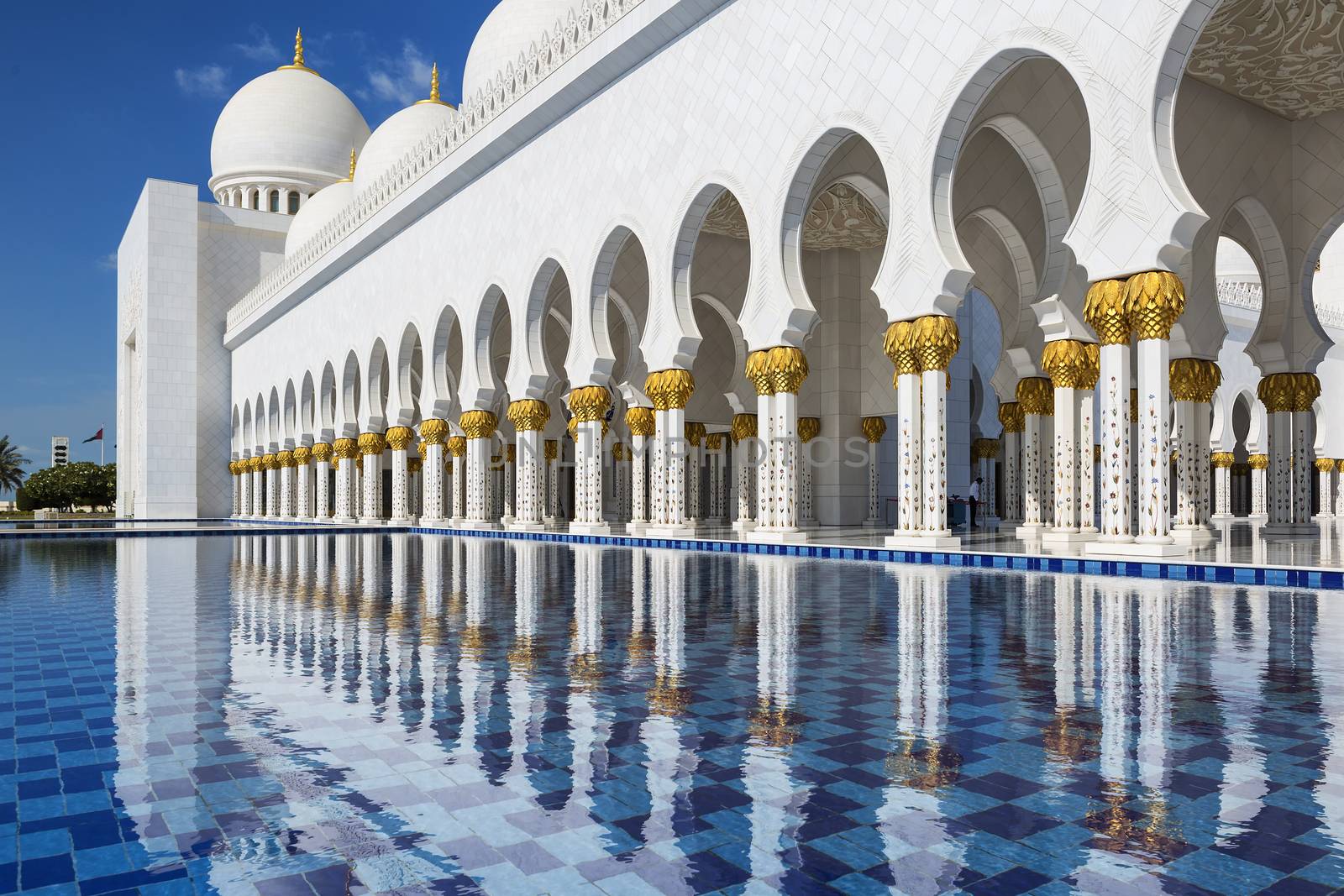 View of famous Grand Mosque, Abu Dhabi, UAE.