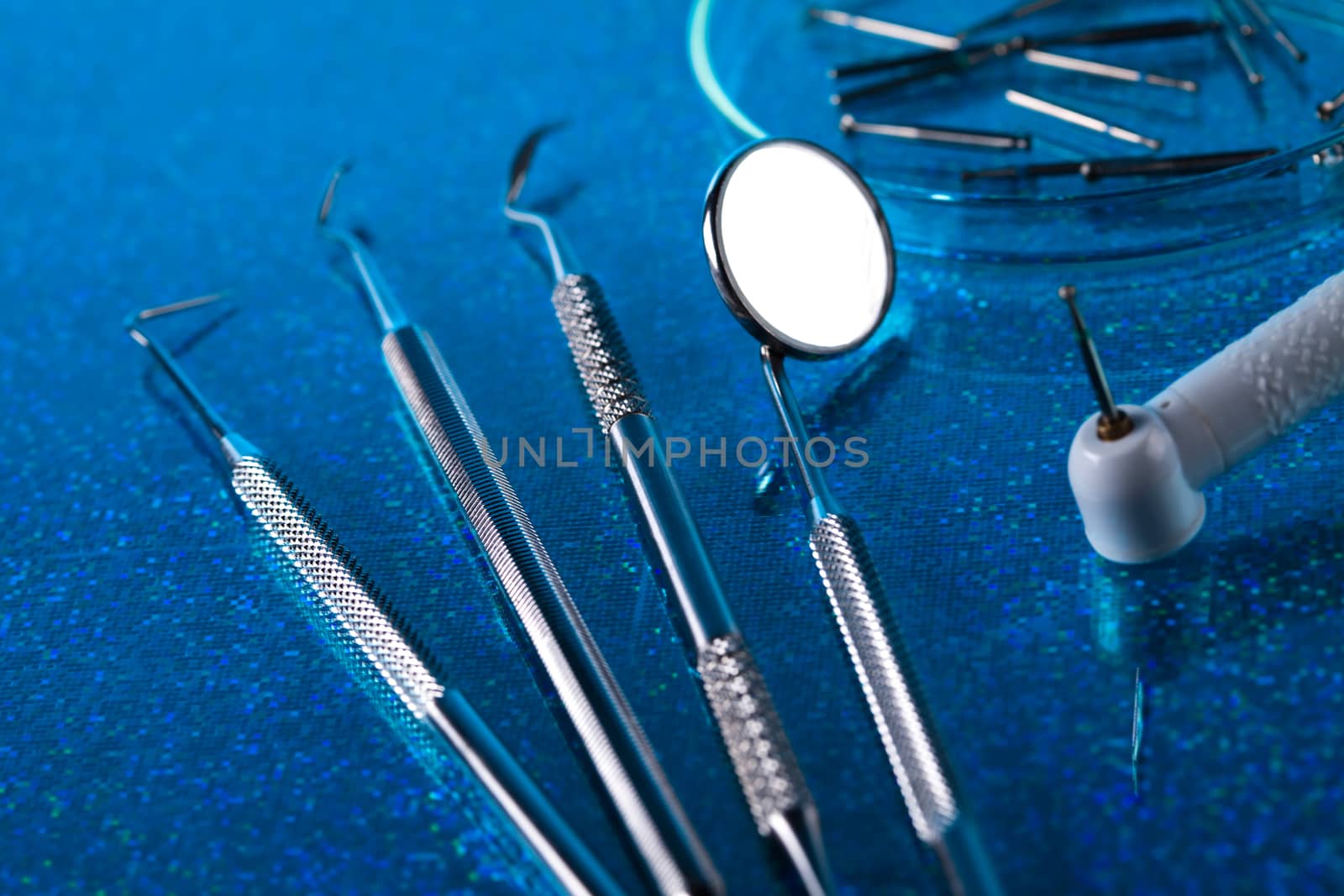 Dental Tools set, bright colorful tone concept