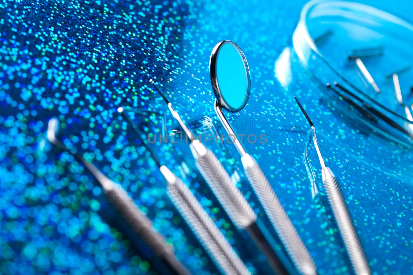 Close-up Dental Instruments, bright colorful tone concept by JanPietruszka