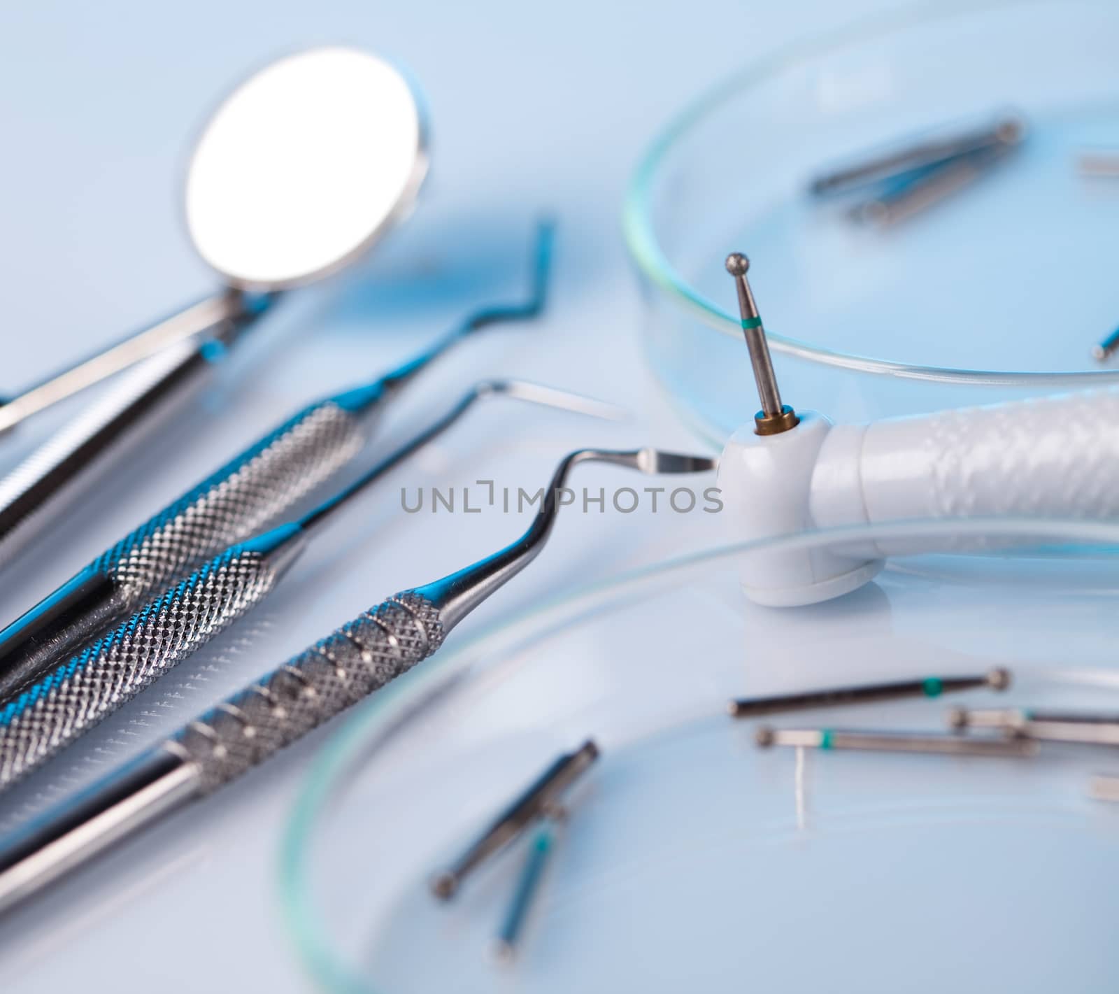 Dental equipment, bright colorful tone concept