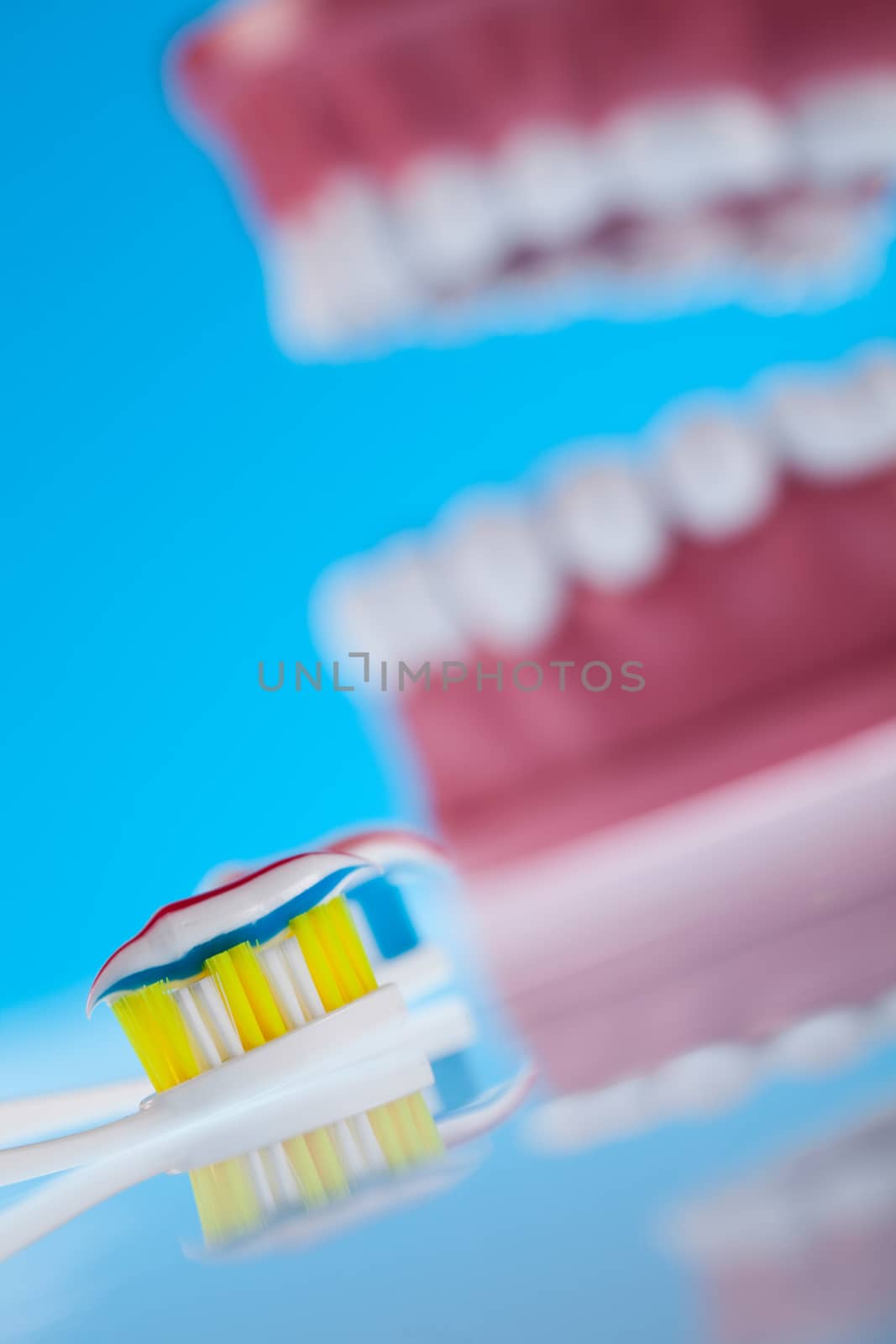 Dental tools, bright colorful tone concept