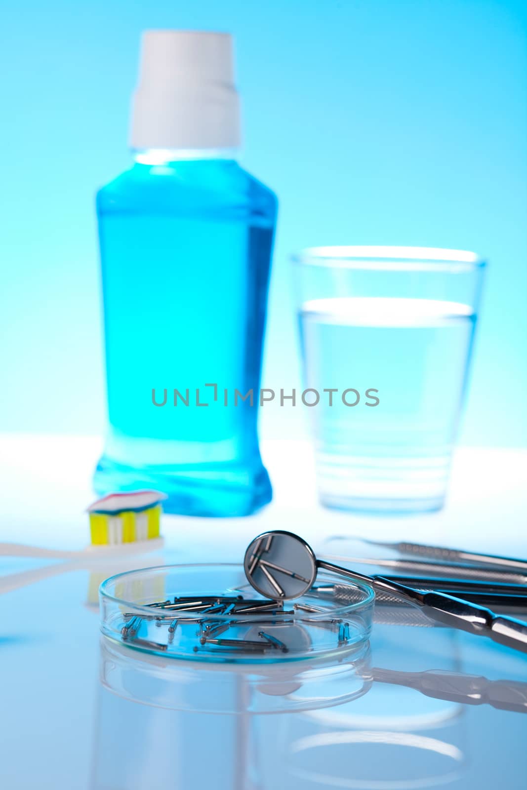 Dental medicine, bright colorful tone concept