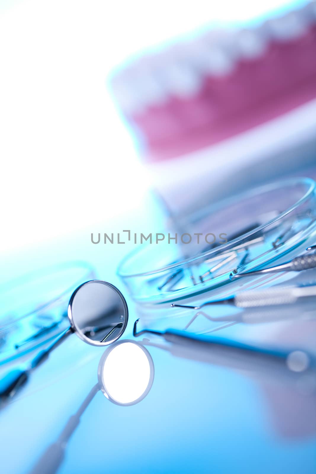 Dental tools, bright colorful tone concept by JanPietruszka