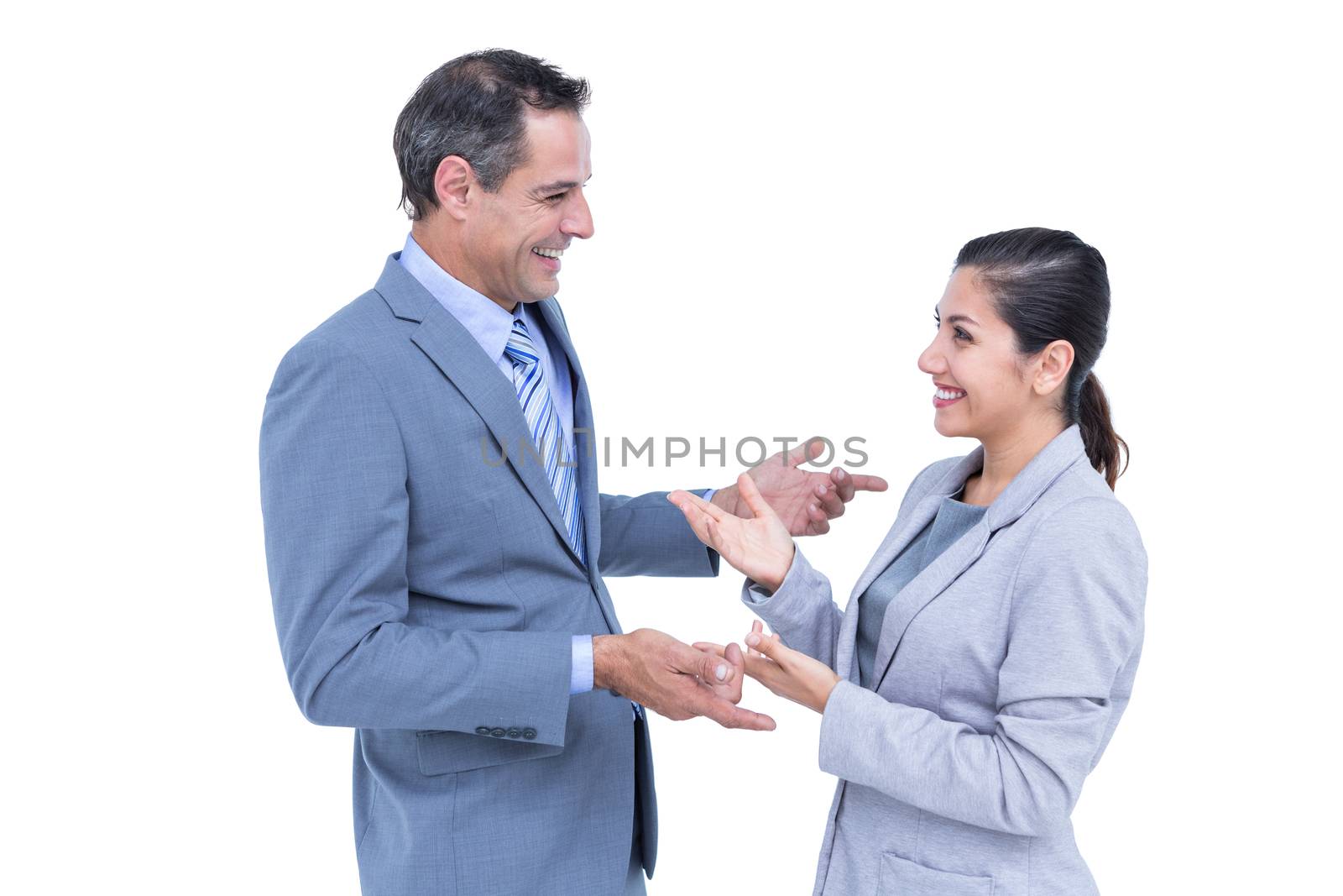 Portrait of happy business people having a nice conversation